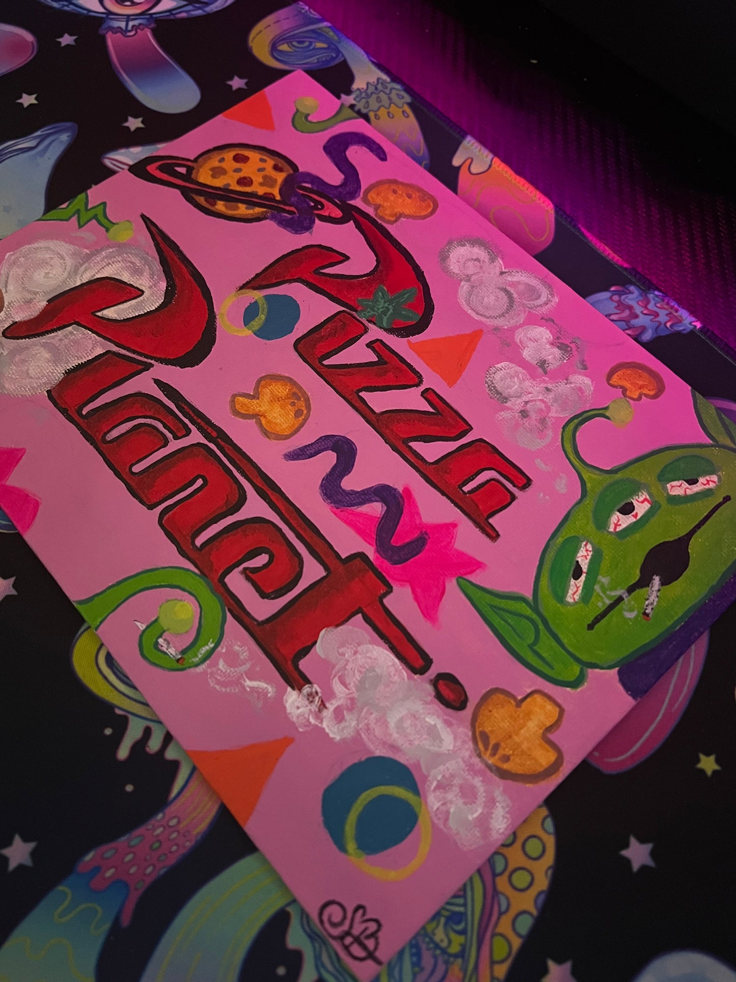 PIZZA PLANET | 7IN X 9.5 IN CANVAS | Acrylic Painting