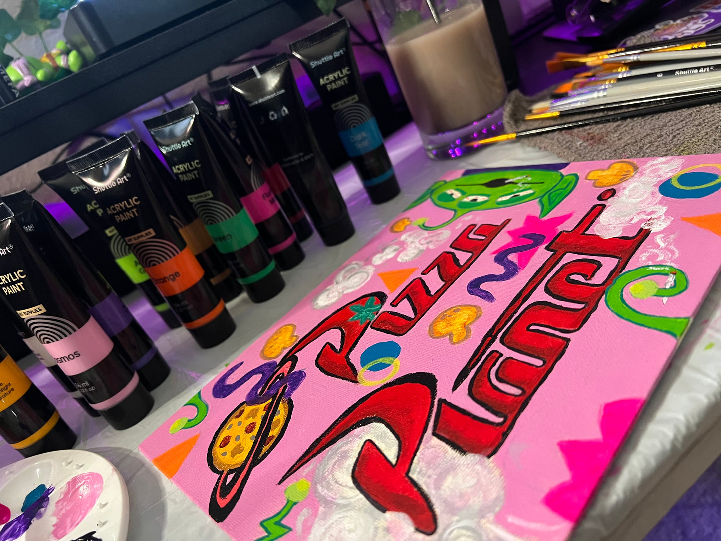 PIZZA PLANET | 7IN X 9.5 IN CANVAS | Acrylic Painting