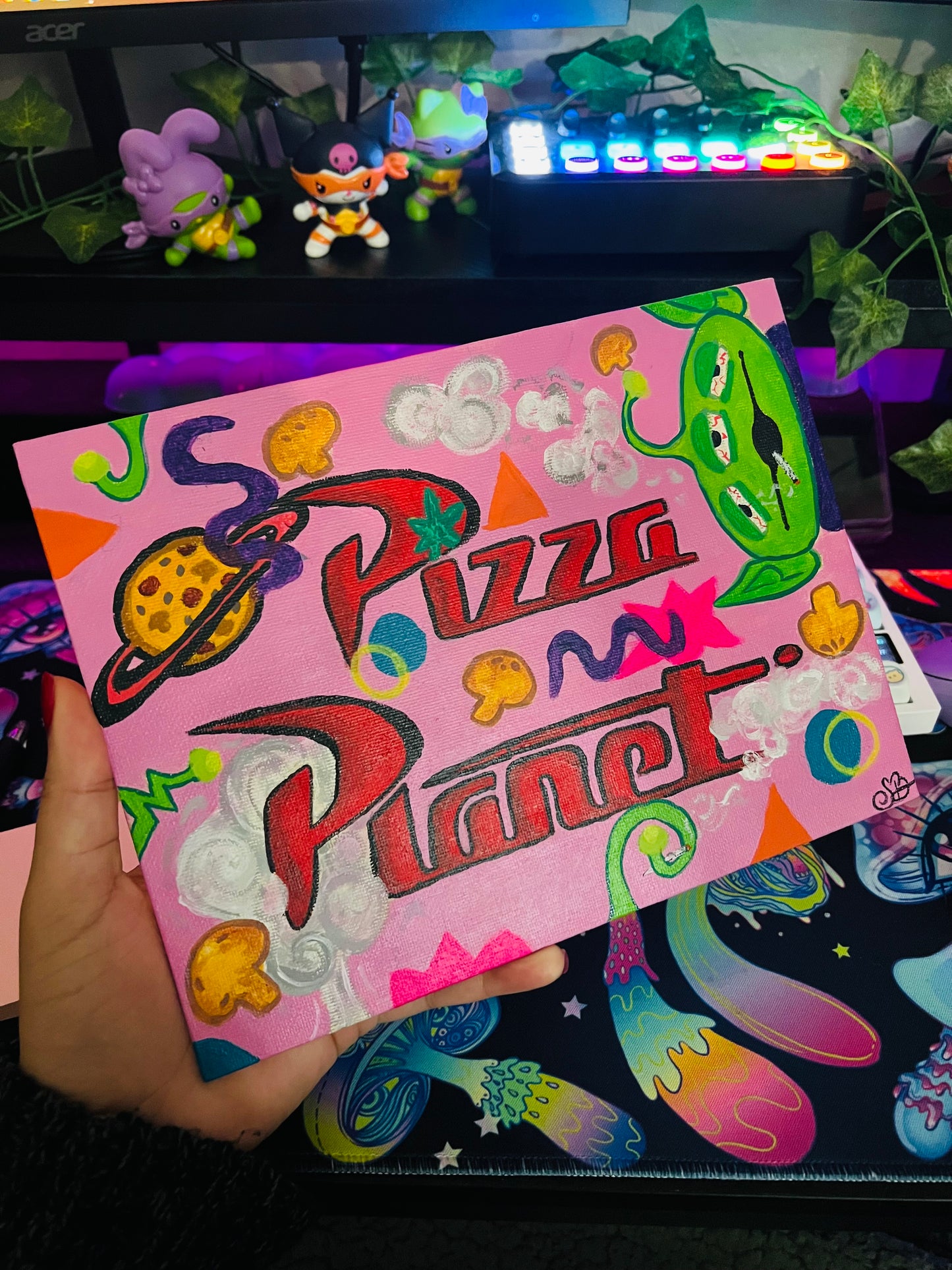 PIZZA PLANET | 7IN X 9.5 IN CANVAS | Acrylic Painting