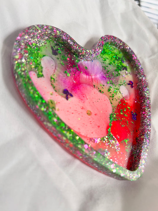 Pink Whirlpool Trinket Heart Tray | Coaster | Ashtray | Decor