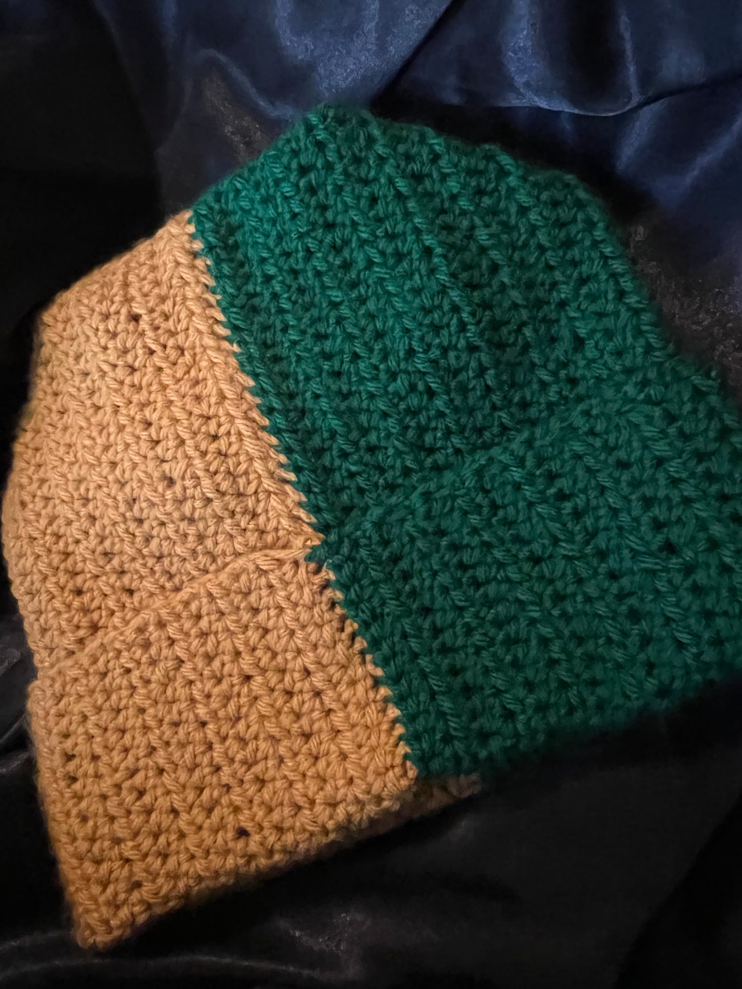 Tan/Green Beanie